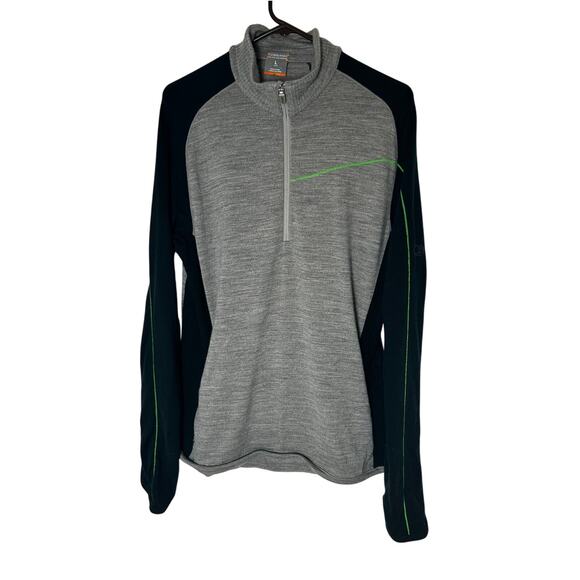 ICE BREAKER 100% New Zealand Merino Wool Grey & Black 3/4 Zip Sweater L - Picture 3 of 9